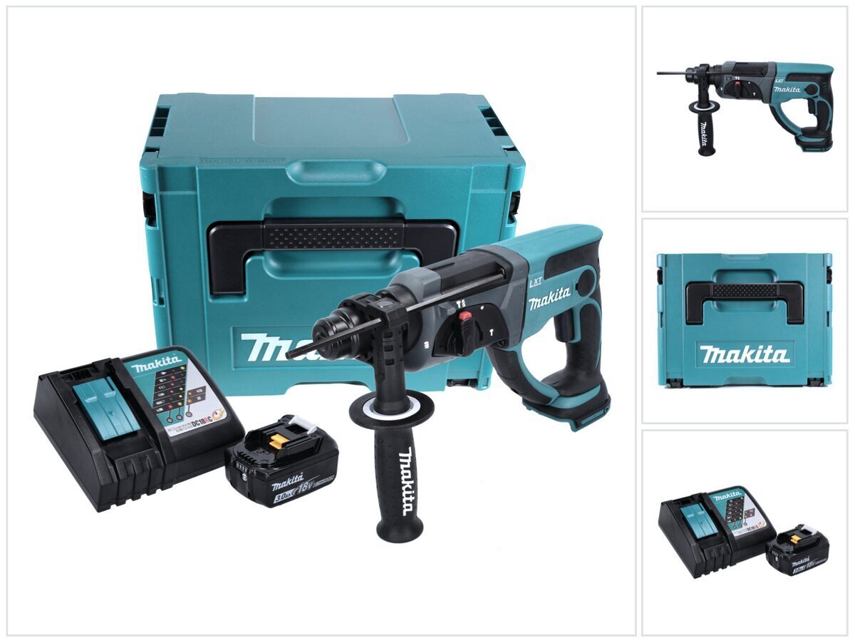 Makita BHR 202 Akumuliatorinis perforatorius 18V 2.0J SDS Plus dekle - 3Ah baterija, pakrovėjas cena un informācija | Perforatori | 220.lv