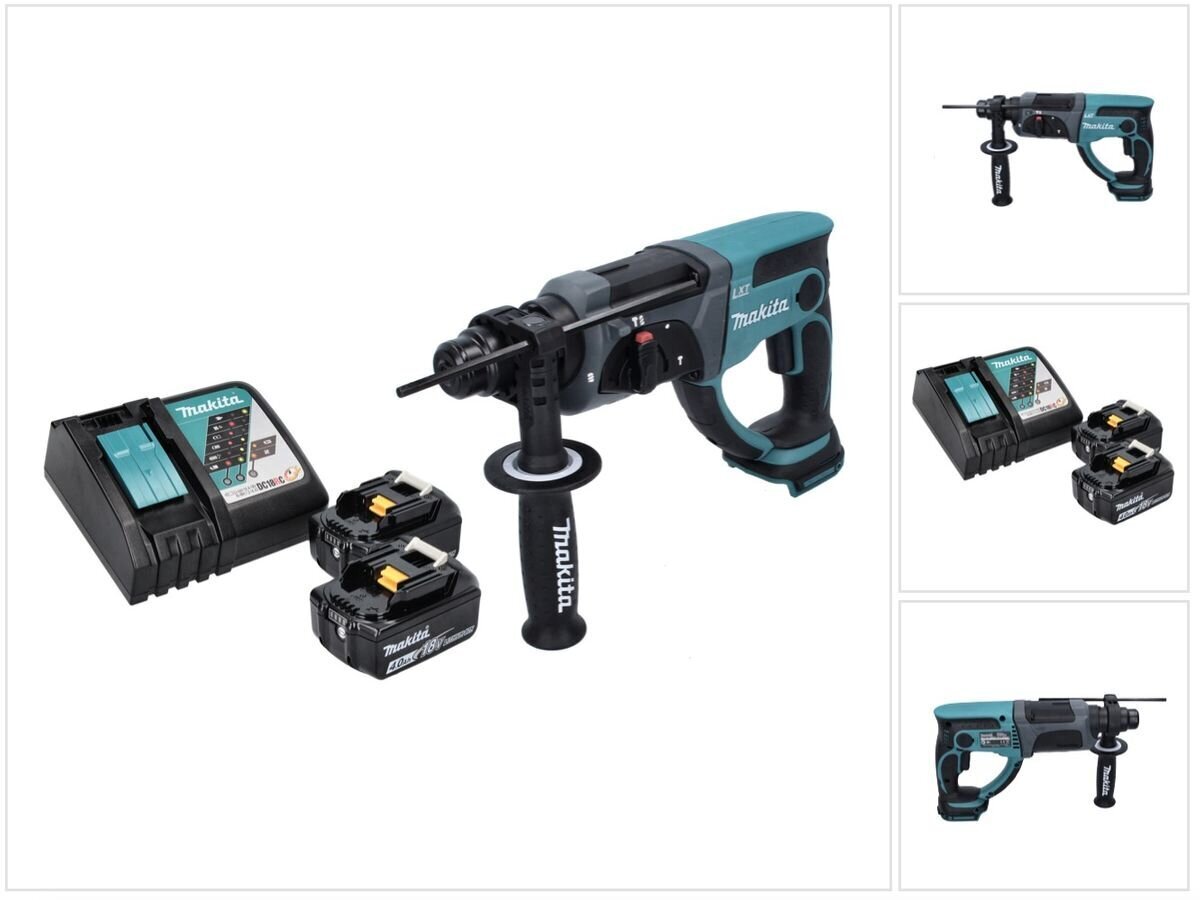 Makita DHR 202 RM Akumulatora urbjmašīna 18 V 2,0 J SDS Plus + 2x akumulators 4,0 Ah + lādētājs cena un informācija | Perforatori | 220.lv