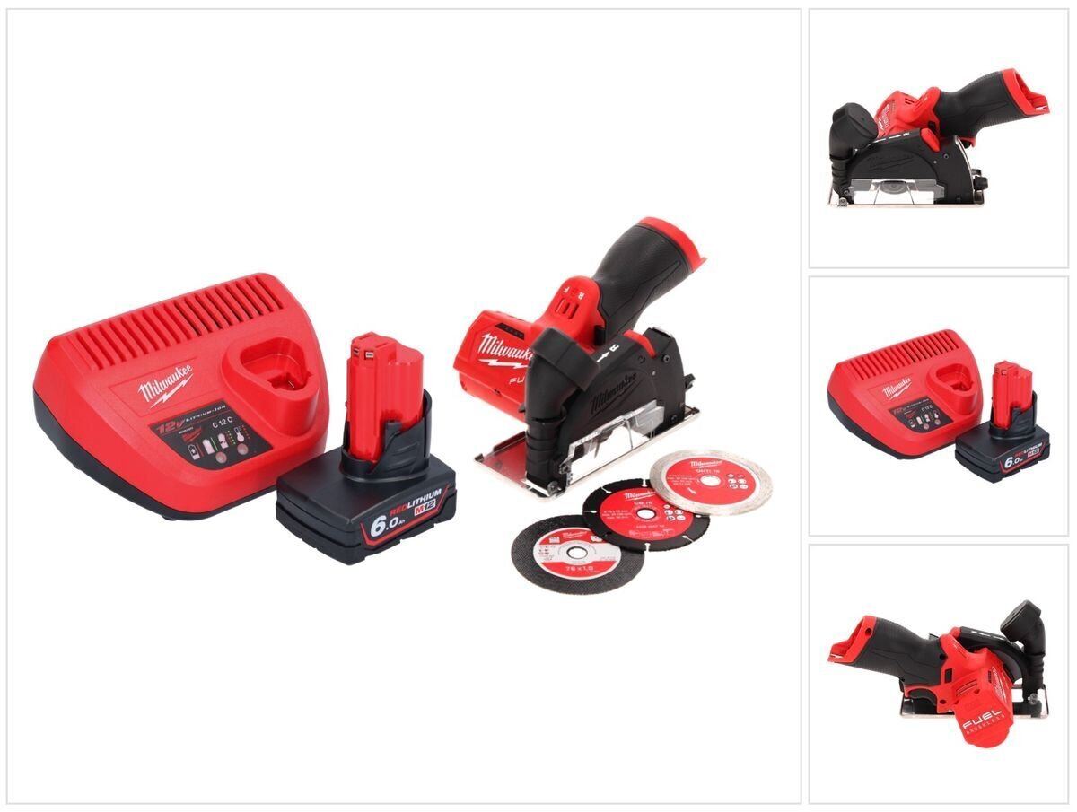 Milwaukee M12 FCOT-601 Akumulatora rokas ripzāģis 12 V 76 mm bezsuku + 1x 6,0 Ah akumulators + lādētājs цена и информация | Zāģi, ripzāģi | 220.lv