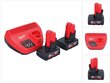 Milwaukee M12 NRG-602 uzlādes komplekts 2x 12 V 6,0 Ah (4933451903) Li-Ion akumulators + C12 C lādētājs cena un informācija | Skrūvgrieži, urbjmašīnas | 220.lv