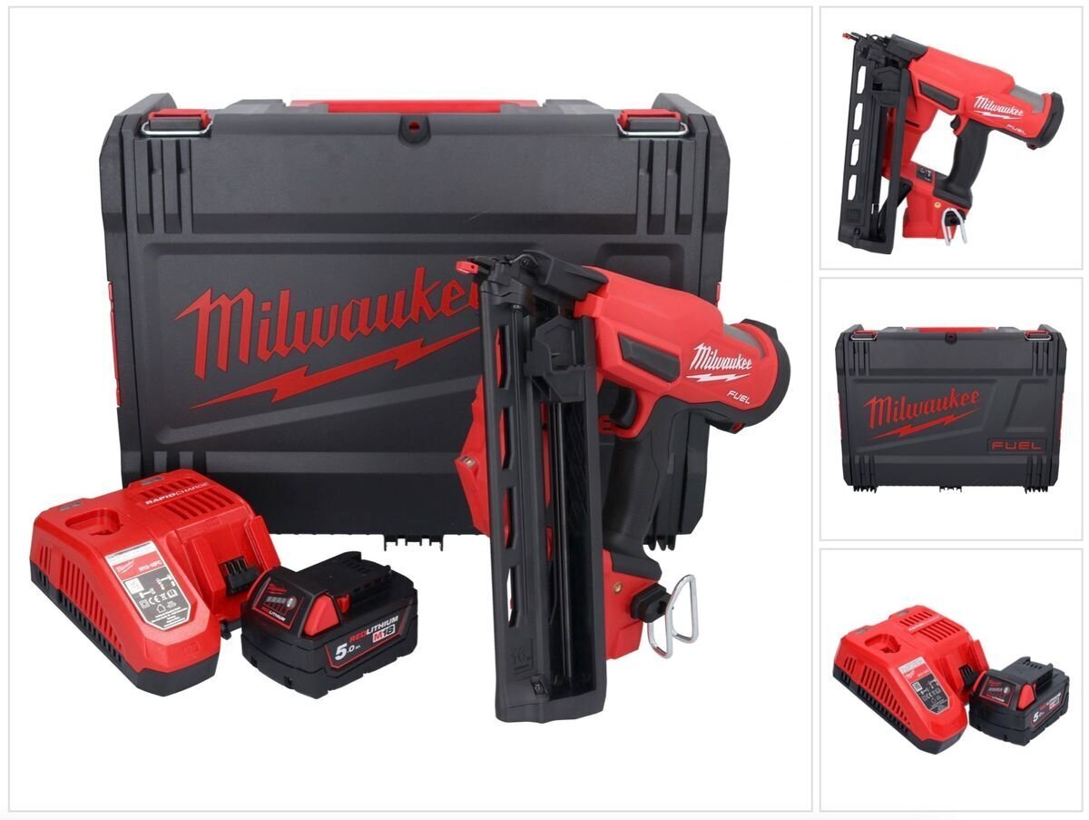 Milwaukee M18 FN16GA-501X akumulatora urbjmašīna 18 V 32 - 64 mm bezsuku + 1x akumulators 5,0 Ah + lādētājs + HD kaste cena un informācija | Rokas instrumenti | 220.lv