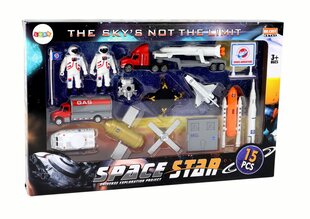 Kosmosa rotaļlietu komplekts ar raķeti Lean Toys, 15 gab. cena un informācija | Attīstošās rotaļlietas | 220.lv