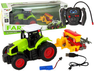 Tālvadības traktors ar presi Lean Toys, zaļš cena un informācija | Rotaļlietas zēniem | 220.lv