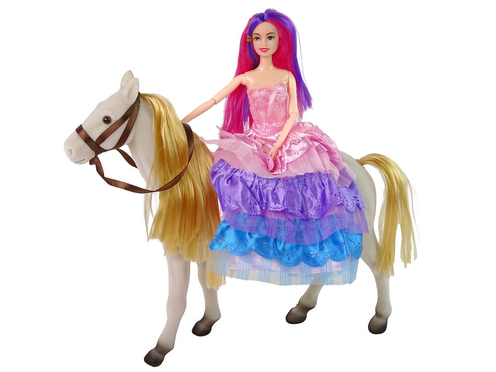 Lelle ar baltu poniju un piederumu komplektu цена и информация | Rotaļlietas meitenēm | 220.lv