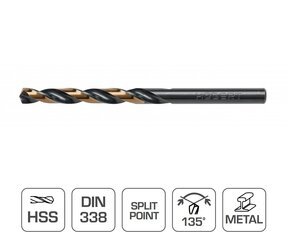 Urbji metālam ∅ 10 mm HSS / DIN338, 10 gab. Hogerts — HT6D892 cena un informācija | Rokas instrumenti | 220.lv