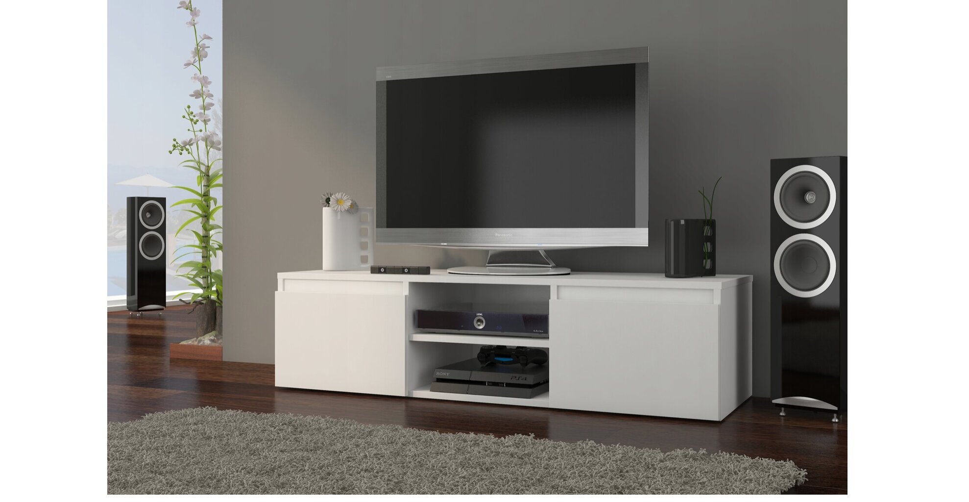 TV galds, balts cena un informācija | TV galdiņi | 220.lv