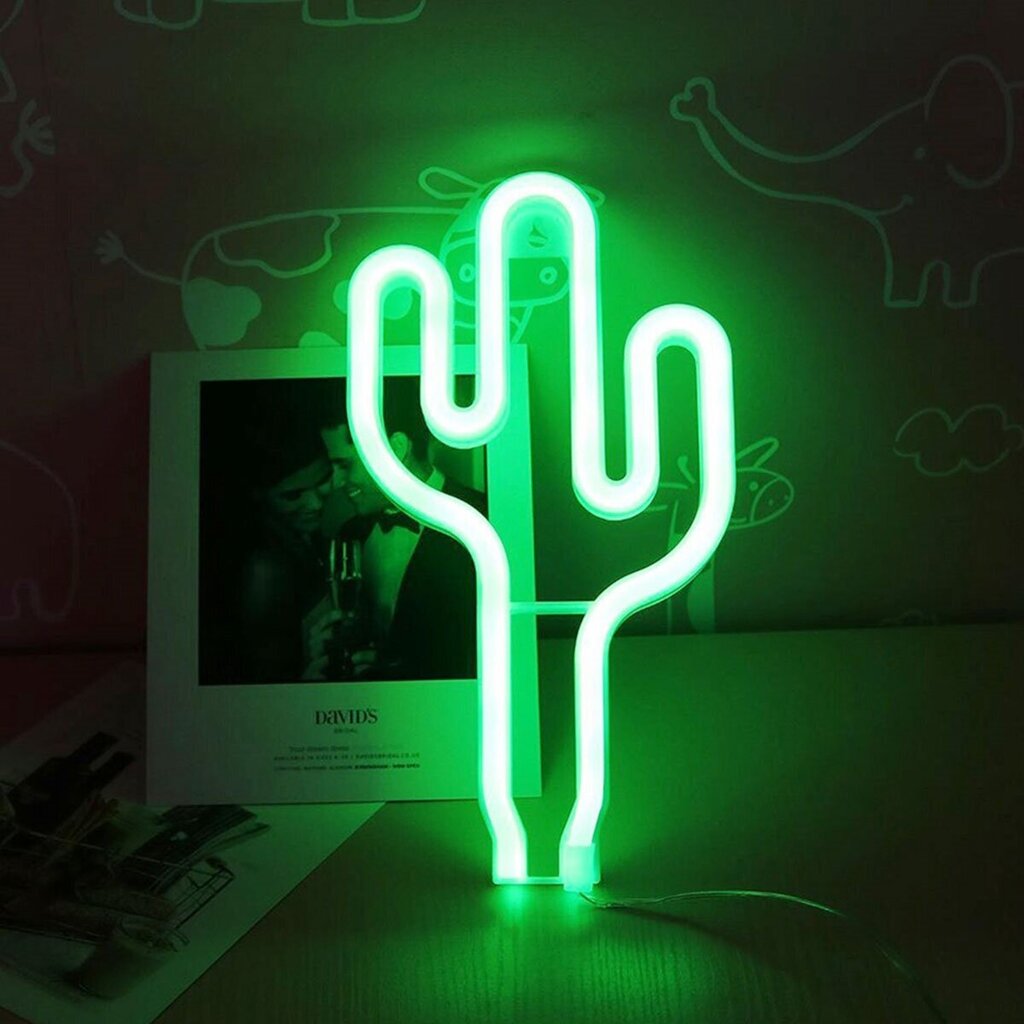 Led Neona Lampa "Cactus" cena un informācija | Galda lampas | 220.lv