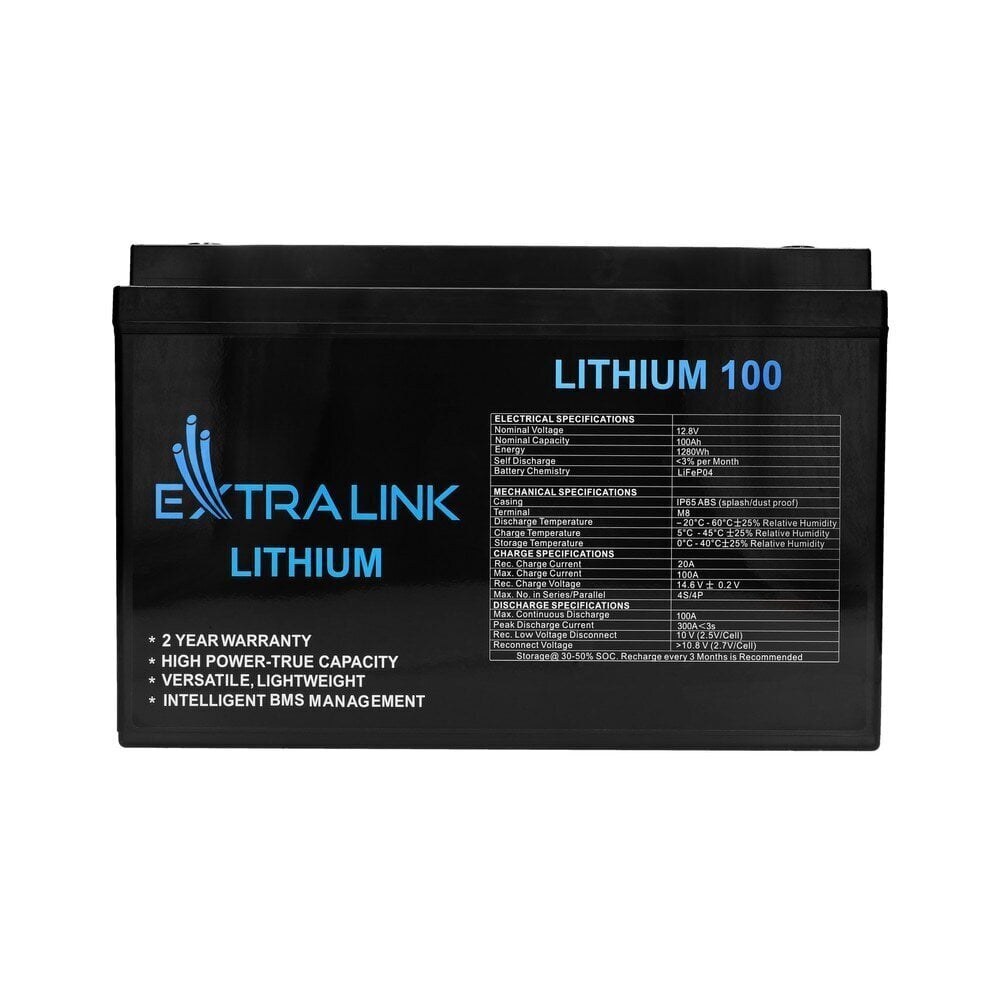 Akumulators Extralink LiFePO4 100AH 12.8V, BMS цена и информация | Akumulatori | 220.lv