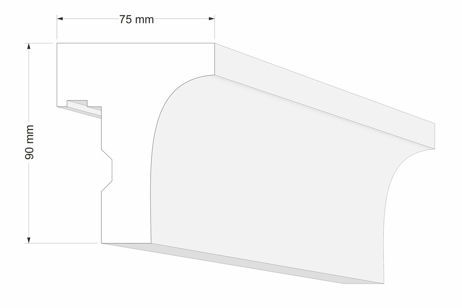 Karnīzes līste LK2D, 75x90x2000 mm cena un informācija | Aizkaru stangas, karnīzes | 220.lv