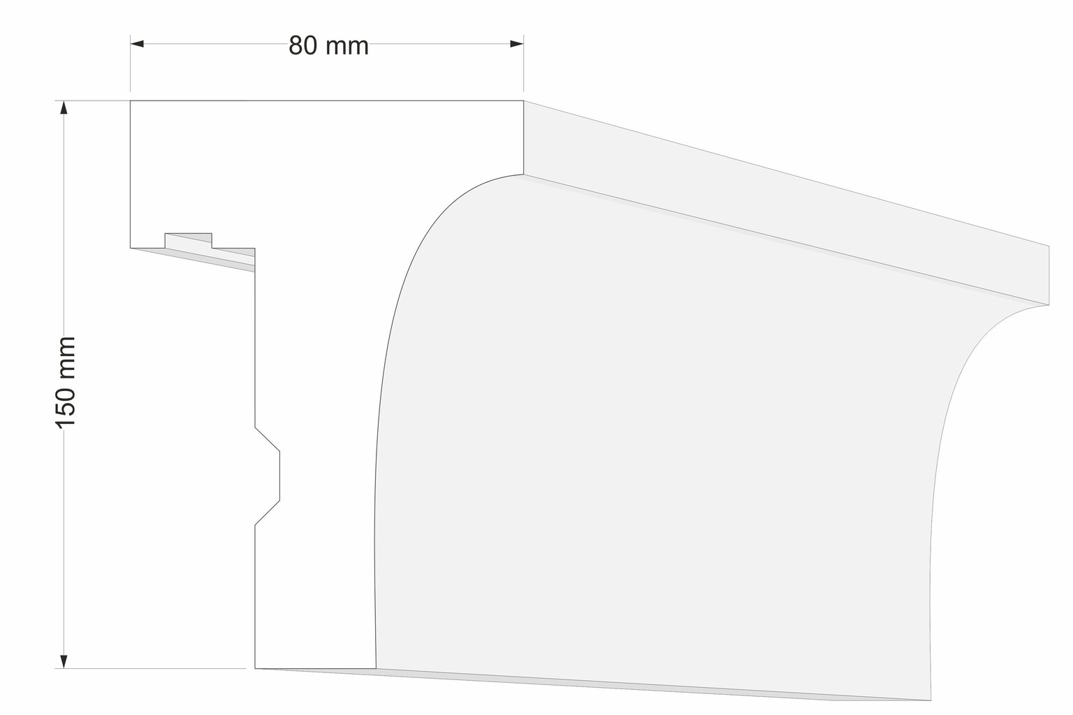 Karnīzes līste LK2C, 85x150x2000 mm cena un informācija | Aizkaru stangas, karnīzes | 220.lv