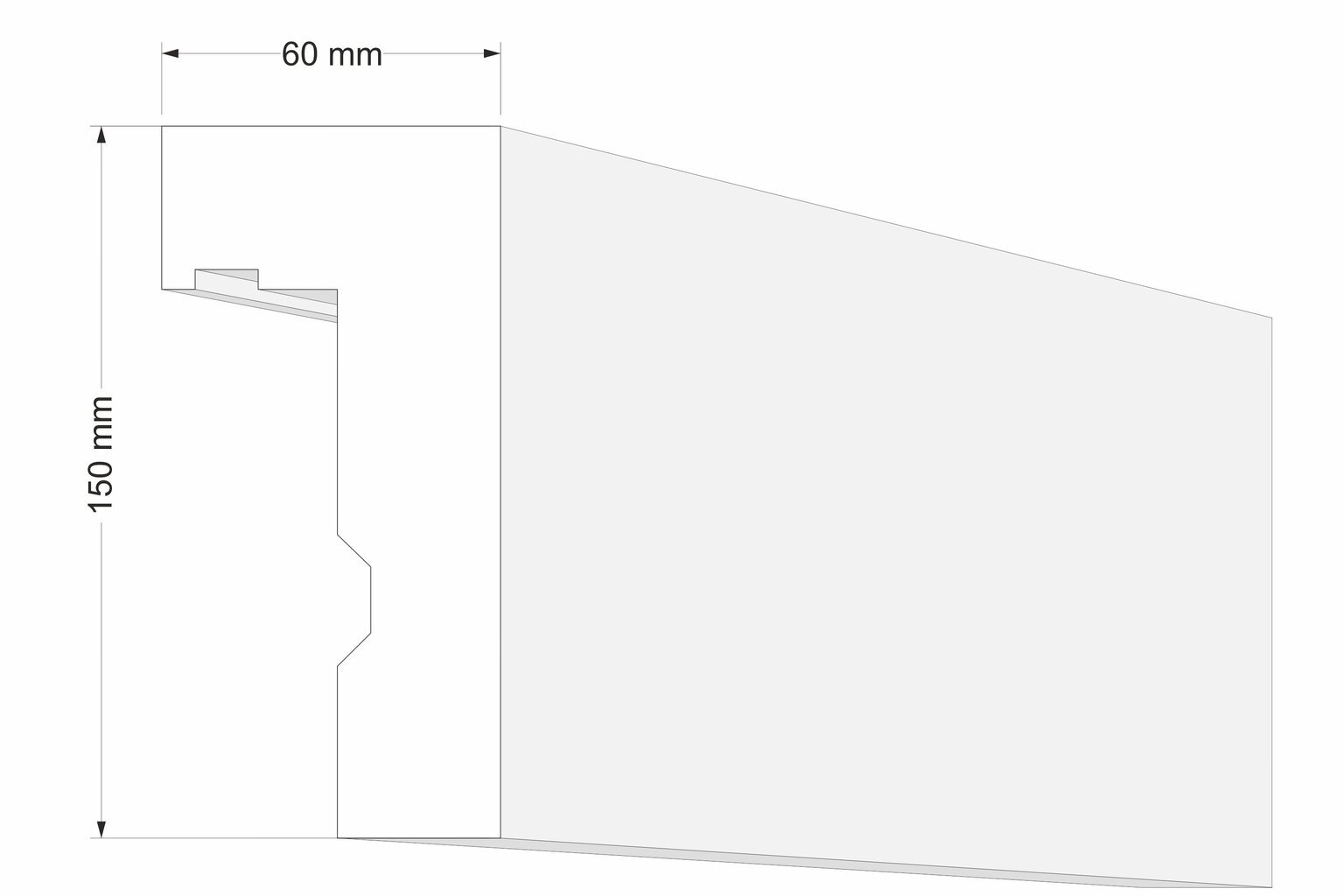 Karnīzes līste LK1D, 60x150x2000 mm cena un informācija | Aizkaru stangas, karnīzes | 220.lv