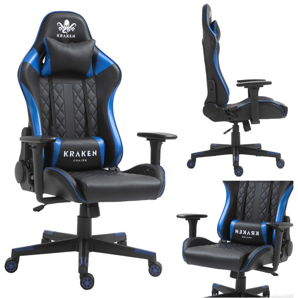 Spēļu krēsls Kraken Chairs Helios, zils/melns cena un informācija | Biroja krēsli | 220.lv