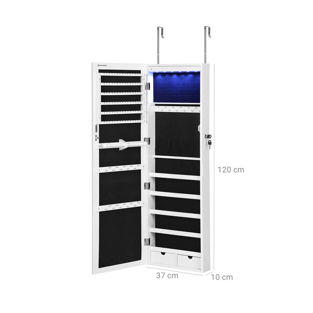 Juvelierizstrādājumu skapis Songmics balts cena un informācija | Interjera priekšmeti | 220.lv