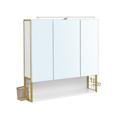 Зеркальный шкаф со светодиодной подсветкой Vasagle белый, золотой цена и информация | Шкафчики для ванной | 220.lv