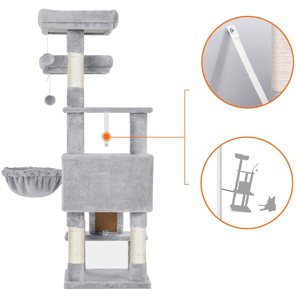 Skrāpējamais stabiņš kaķiem Feandrea pelēks, gaiši pelēks cena un informācija | Kaķu mājas, nagu asināmie | 220.lv