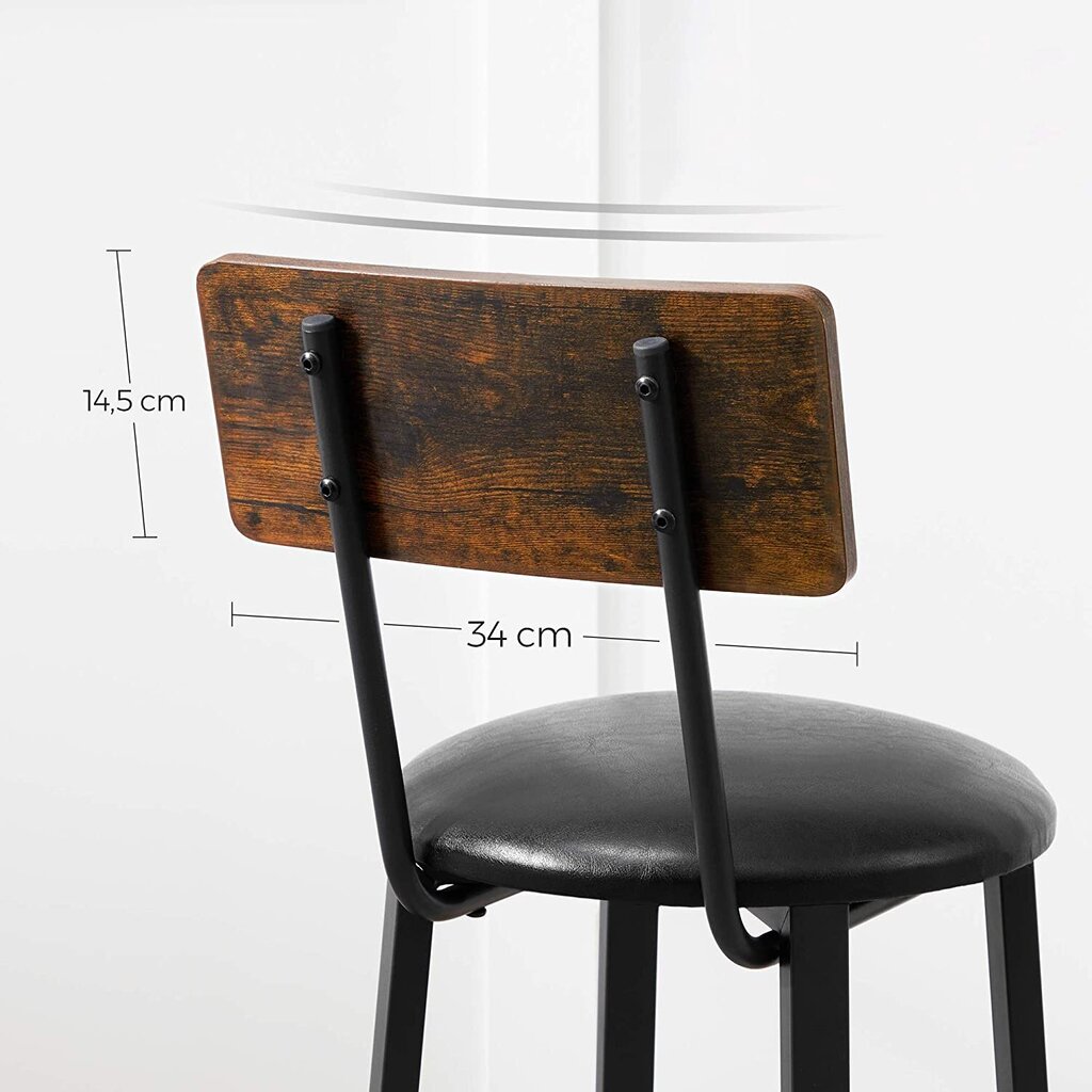 Bāra krēslu komplekts Songmics melns, brūns cena un informācija | Virtuves un ēdamistabas krēsli | 220.lv
