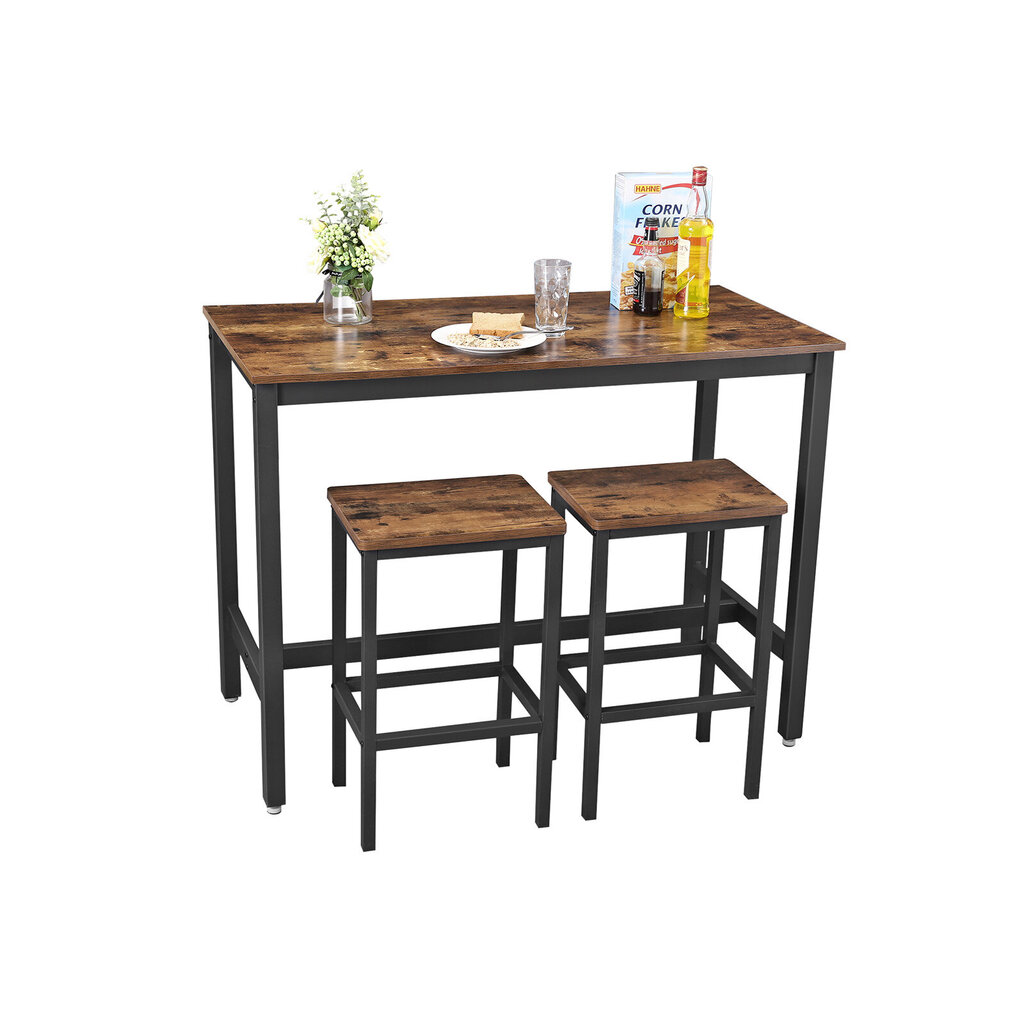 Bāra galdu komplekts Vasagle melns, brūns цена и информация | Virtuves galdi, ēdamgaldi | 220.lv