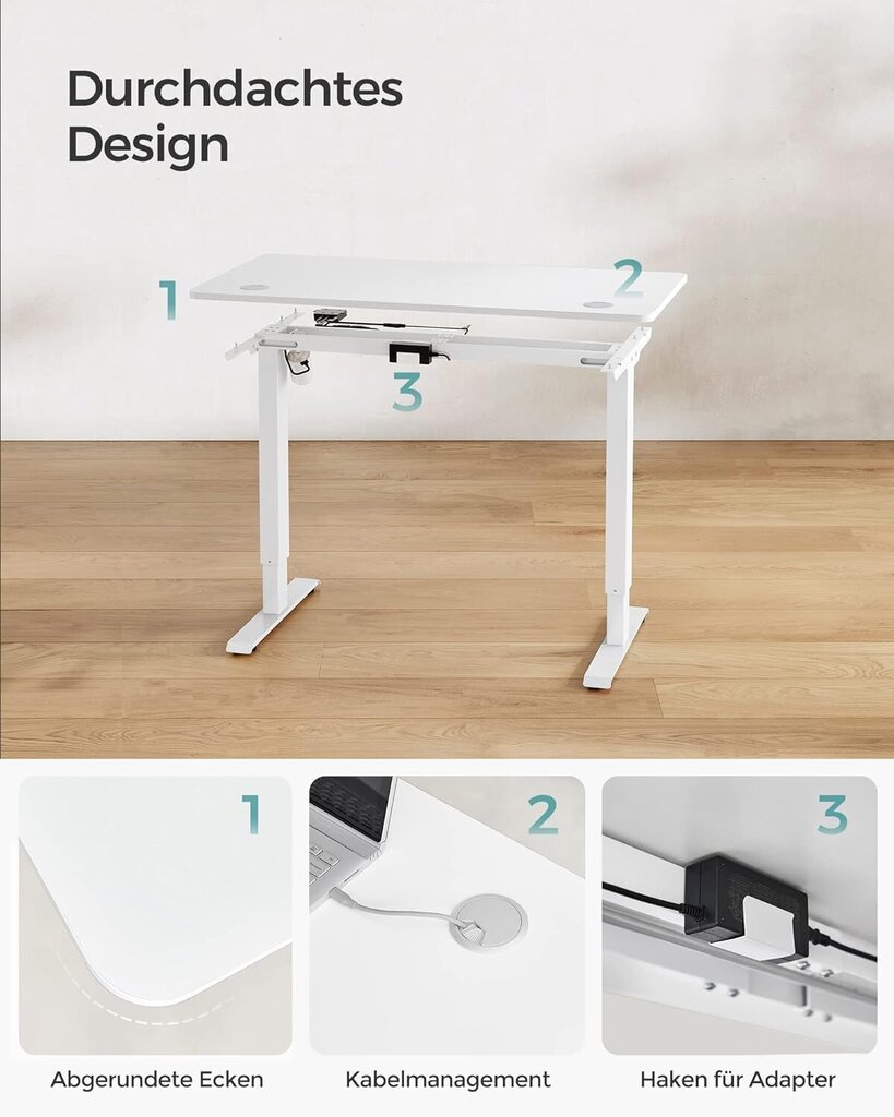Elektriskais galds ar regulējamu augstumu, Songmics LSD011W01 cena un informācija | Datorgaldi, rakstāmgaldi, biroja galdi | 220.lv