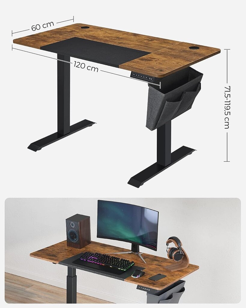 Elektriskais galds ar regulējamu augstumu, Songmics LSD015X01 cena un informācija | Datorgaldi, rakstāmgaldi, biroja galdi | 220.lv