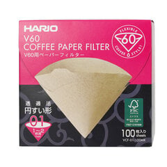 Hario - Misarashi brūnā papīra filtri - V60-01 - 100 gab cena un informācija | Virtuves piederumi | 220.lv