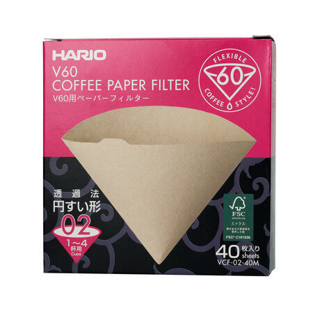 Hario - Misarashi brūnā papīra filtri - V60-02 - 40 gab cena un informācija | Virtuves piederumi | 220.lv