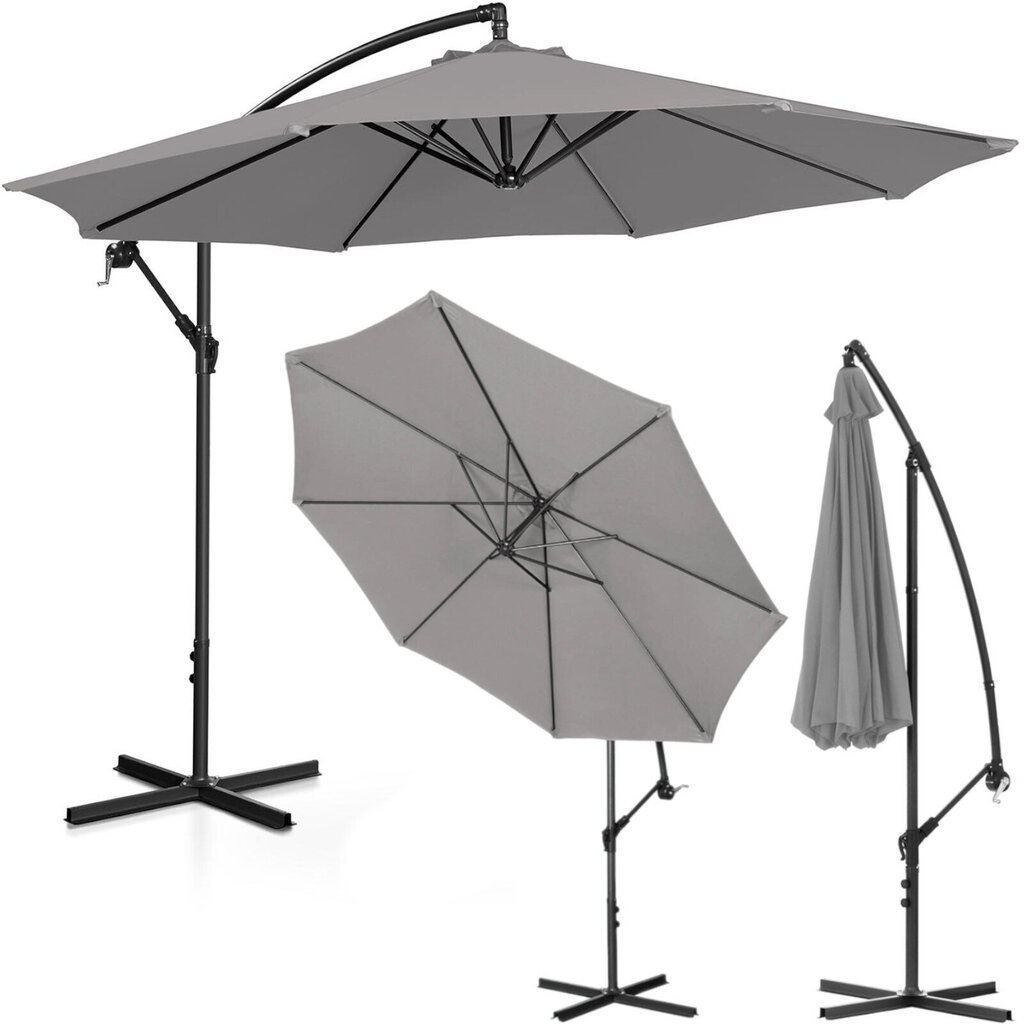 Dārza lietussargs uz rokas, apaļš noliecams, diam. 300cm tumši pelēka cena un informācija | Saulessargi, markīzes un statīvi | 220.lv