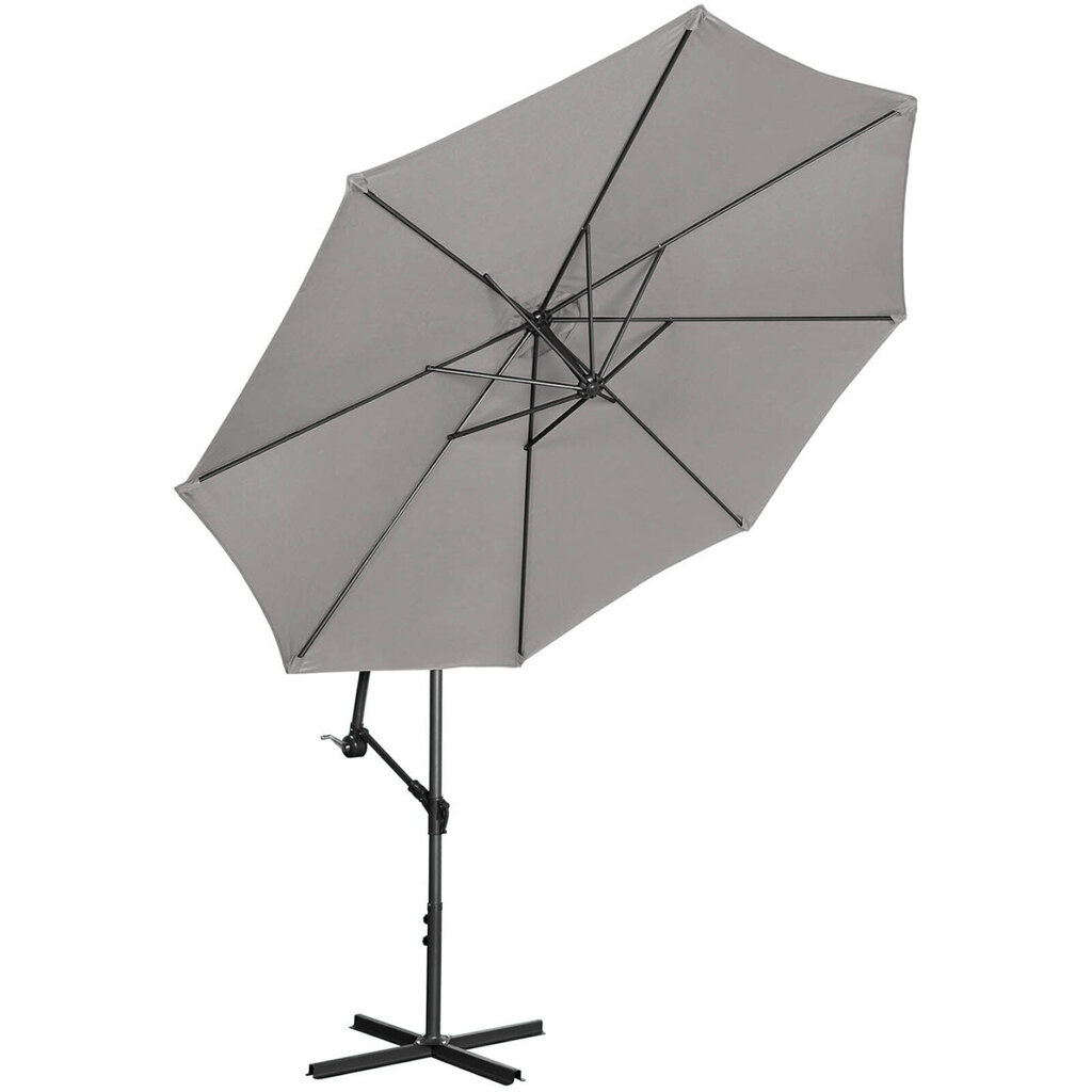 Dārza lietussargs uz rokas, apaļš noliecams, diam. 300cm tumši pelēka cena un informācija | Saulessargi, markīzes un statīvi | 220.lv
