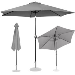 Dārza lietussargs apaļš, liels noliecams ar kloķa diametru. 300cm tumši pelēka cena un informācija | Saulessargi, markīzes un statīvi | 220.lv