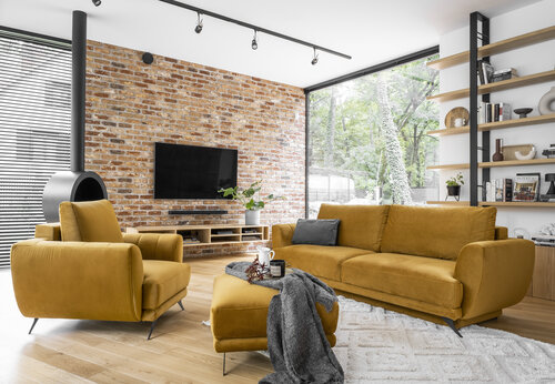 Комплект мягкой мебели из 3-х частей Eltap Megis, желтый цвет цена и информация | Комплекты мягкой мебели | 220.lv