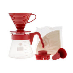 Hario V60 Pour Over Kit Red - piliens + serveris + filtri цена и информация | Чайники, кофейники | 220.lv