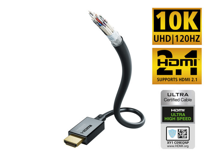 Inakustik HDMI kabelis, 2.1 ar Ethernet, 1.0 m цена и информация | Kabeļi un vadi | 220.lv