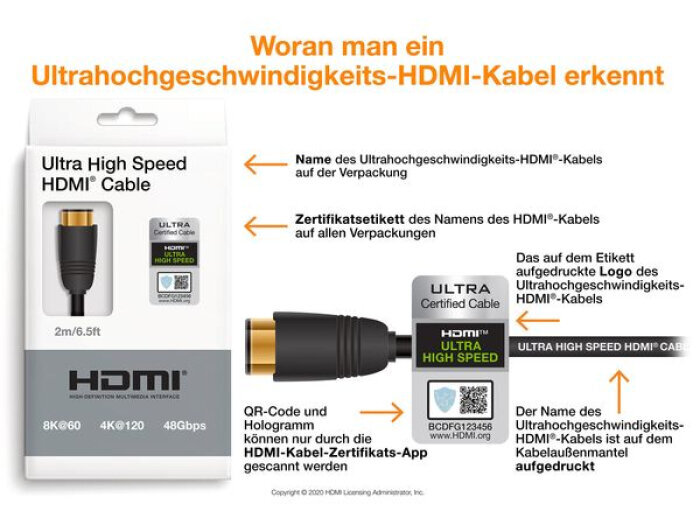 Inakustik HDMI kabelis 2.1 ar Ethernet, 2.0 m cena un informācija | Kabeļi un vadi | 220.lv