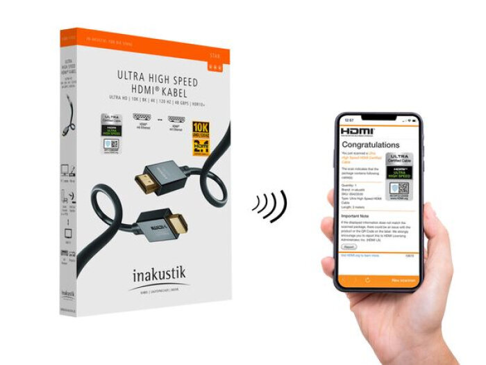 Inakustik HDMI kabelis 2.1 ar Ethernet, 1.5 m cena un informācija | Kabeļi un vadi | 220.lv