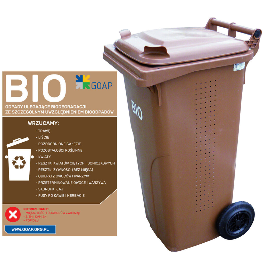 Atkritumu tvertne Europlast Austria, brūna, 120L cena un informācija | Komposta kastes un āra konteineri | 220.lv