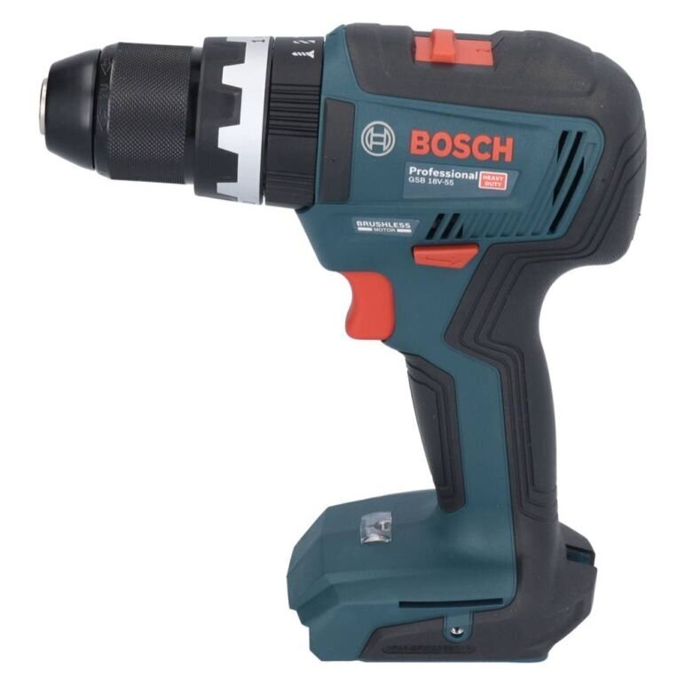 Bosch GSB 18V-55 Professional bezvadu triecienurbjmašīna 18 V 55 Nm bezsuku + 1x akumulators 2,0 Ah + korpuss - bez lādētāja cena un informācija | Skrūvgrieži, urbjmašīnas | 220.lv