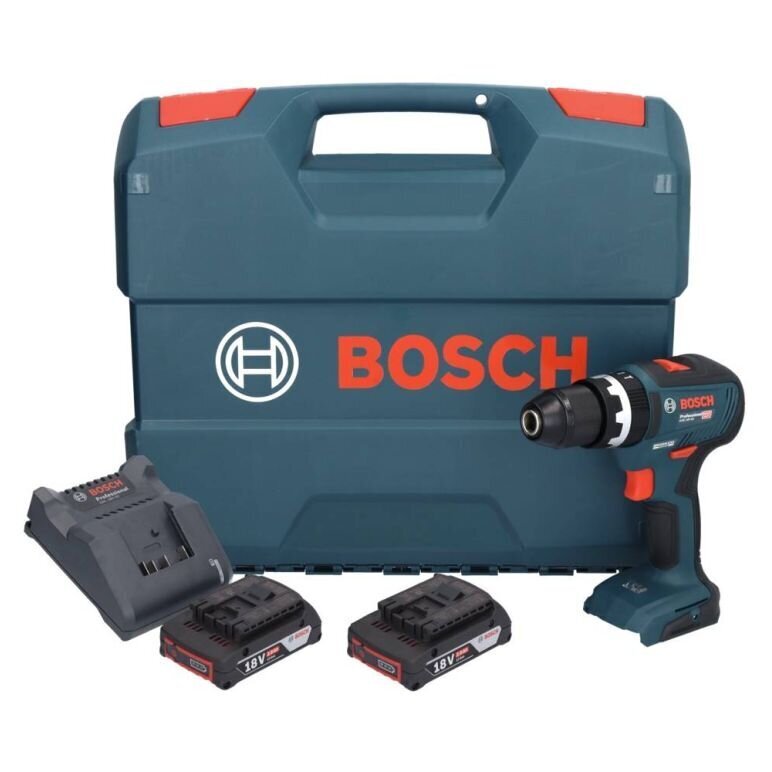 Bosch GSB 18V-55 Professional bezvadu triecienurbjmašīna 18 V 55 Nm bezsuku + 2x 2,0 Ah akumulators + lādētājs + futrālis cena un informācija | Skrūvgrieži, urbjmašīnas | 220.lv