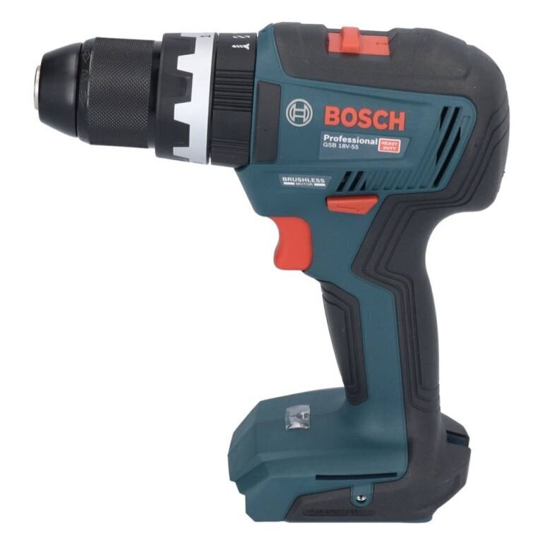 Bosch GSB 18V-55 Professional bezvadu triecienurbjmašīna 18 V 55 Nm bezsuku + 2x 2,0 Ah akumulators + lādētājs + futrālis cena un informācija | Skrūvgrieži, urbjmašīnas | 220.lv