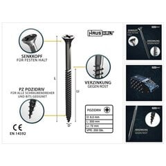 Sadzīves universāla koka skrūve 6,0 x 200 mm PZ3 200 gab (2x 000051371223) sudraba cinkota Phillips Pozidriv iegremdēta daļēja vītne cena un informācija | Rokas instrumenti | 220.lv