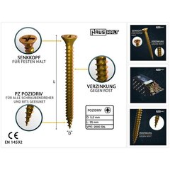 Шуруп универсальный HausHalt PZ2, 2000 штук цена и информация | Механические инструменты | 220.lv