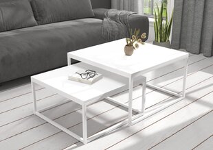 Kafijas galdiņu komplekts ADRK Furniture Kama, balts cena un informācija | Žurnālgaldiņi | 220.lv