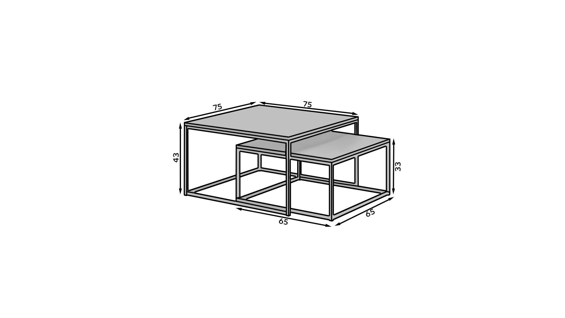 Kafijas galdiņu komplekts ADRK Furniture Kama, melns/balts цена и информация | Žurnālgaldiņi | 220.lv