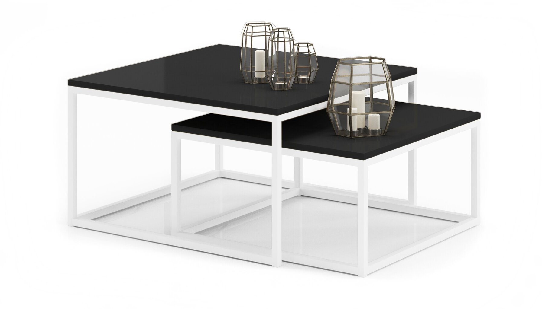 Kafijas galdiņu komplekts ADRK Furniture Kama, melns/balts cena un informācija | Žurnālgaldiņi | 220.lv