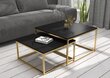 Kafijas galdiņu komplekts ADRK Furniture Kama, melns/zelta cena un informācija | Žurnālgaldiņi | 220.lv