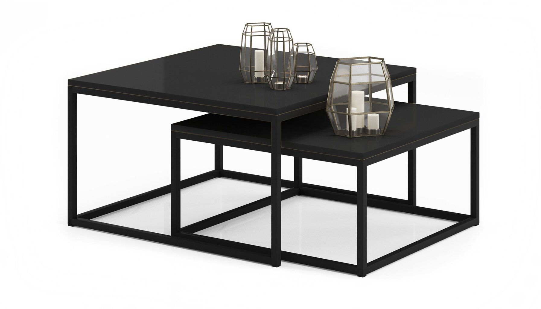Kafijas galdiņu komplekts ADRK Furniture Kama, melns cena un informācija | Žurnālgaldiņi | 220.lv