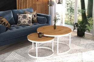 Комплект кофейных столиков ADRK Furniture Okin, коричневый/белый цвет цена и информация | Журнальные столики | 220.lv