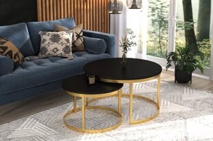 Комплект кофейных столиков ADRK Furniture Okin, черный/золотой цвет цена и информация | Журнальные столики | 220.lv