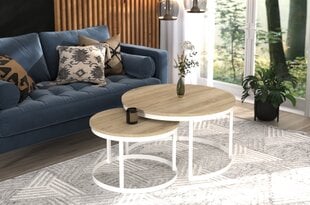 Комплект кофейных столиков ADRK Furniture Okin, светло-коричневый/белый цвет цена и информация | Журнальные столики | 220.lv