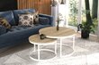 Kafijas galdiņu komplekts ADRK Furniture Okin, gaiši brūns/balts cena un informācija | Žurnālgaldiņi | 220.lv