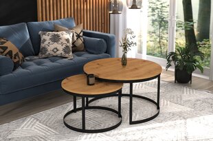 Kafijas galdiņu komplekts ADRK Furniture Okin, brūns/melns cena un informācija | Žurnālgaldiņi | 220.lv