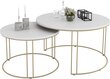 Kafijas galdiņu komplekts ADRK Furniture Etta, balts/zelta cena un informācija | Žurnālgaldiņi | 220.lv